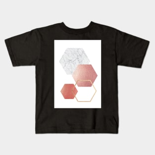 Geometric hexagon Modern wall art Pink/marble Kids T-Shirt